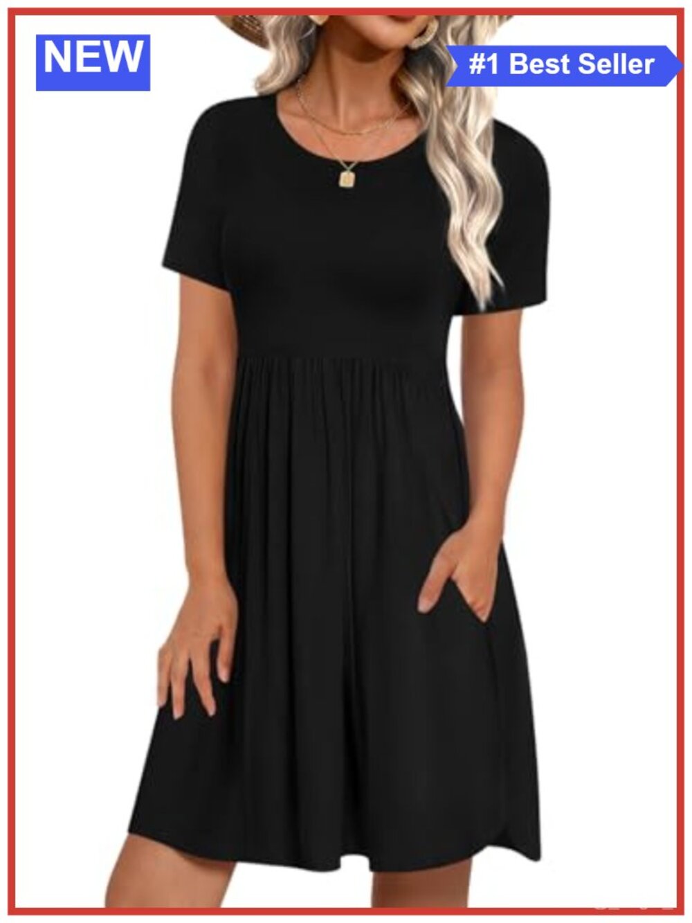 Women's Casual Short Sleeve Loose Fit Sundress with Pockets